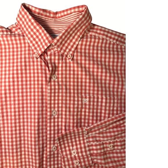 Southern Tide Mens Coral White Gingham Classic Fit Button Down Shirt Size M - Picture 3 of 9